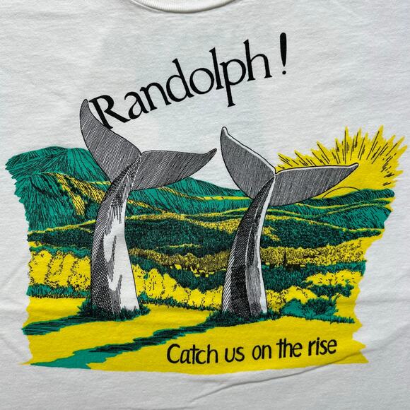 Vintage Obscure Randolph Heart of Vermont Whales Tails T Shirt Hanes Art Indie - Picture 4 of 13
